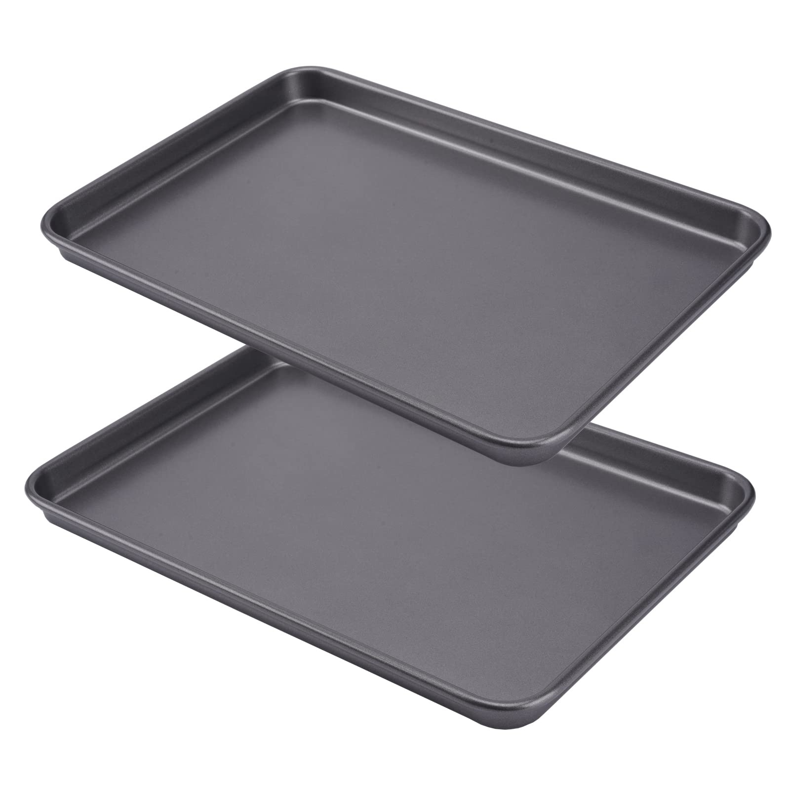 Hytk 2 Cookie Baking Sheet Pan Nonstick 15.55 X10.63Inch (Inner 14.76X9.84Inch) Jelly Roll Tray 2X Thicker Carbon Steel Non -Tox