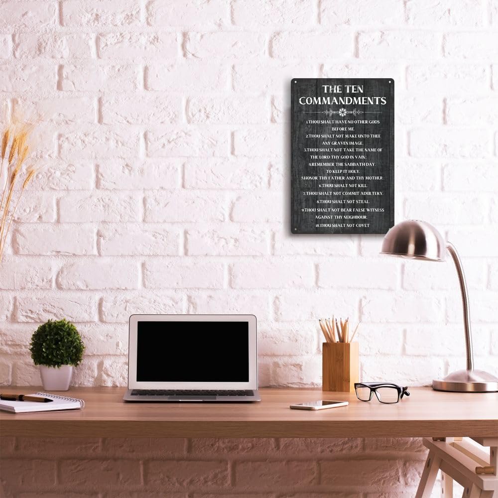 The Ten Commandments Thou Shalt Have No Other Gods Before Me Metal Hanging Sign Inspirational Signs Gift Farmhouse Rustic Wall A