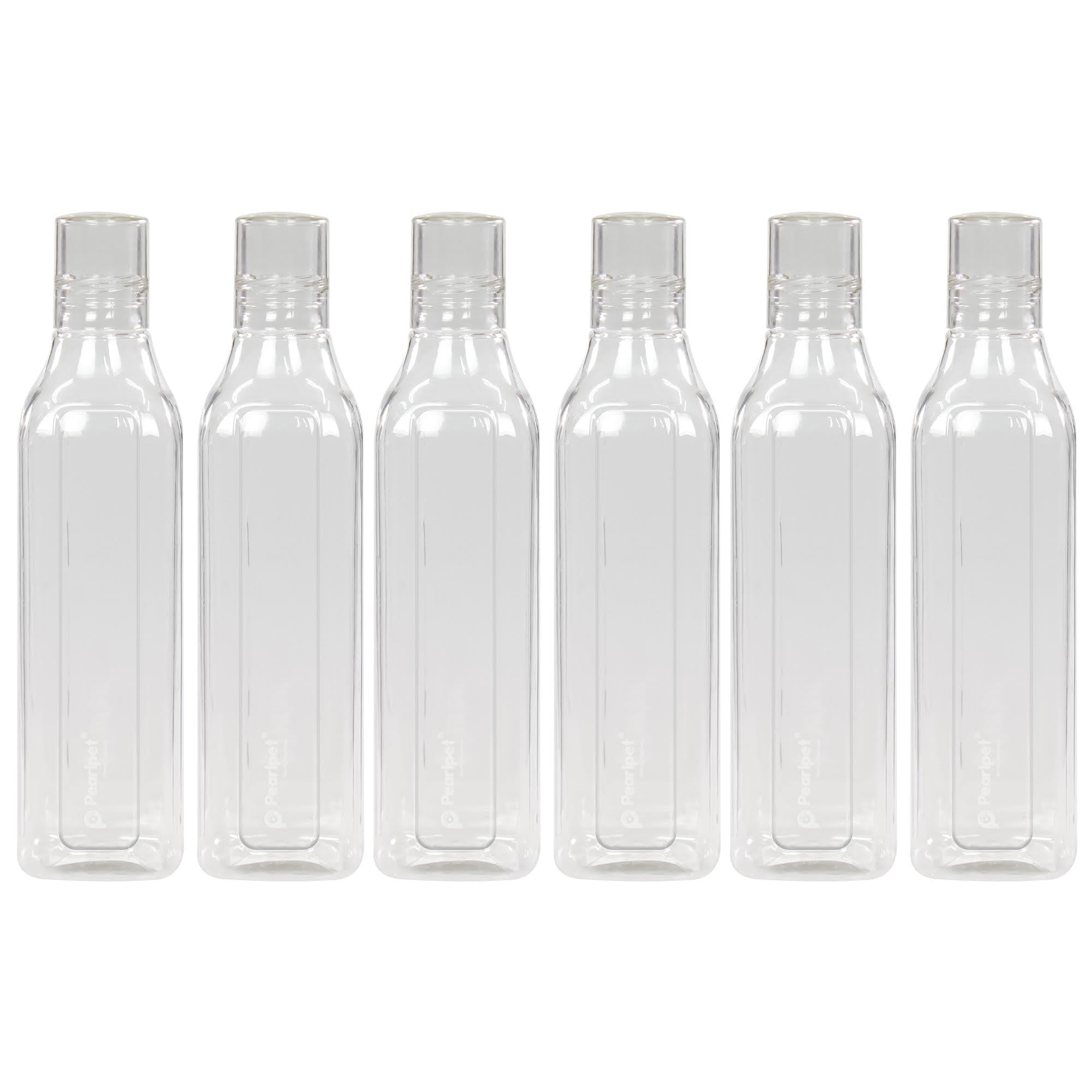 Pearlpet Bpa-Free Plastic Water Bottle Set Of 6 Pcs, Each 1000Ml (Cubic-Transparent)