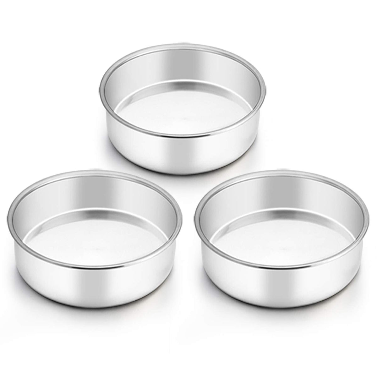 Teamfar 6 Inch Cake Pan, Round Cake Pan Tier Baking Pans Set Stainless Steel, Fit In Pot Pressure Cooker Air Fryer, Healthy & To