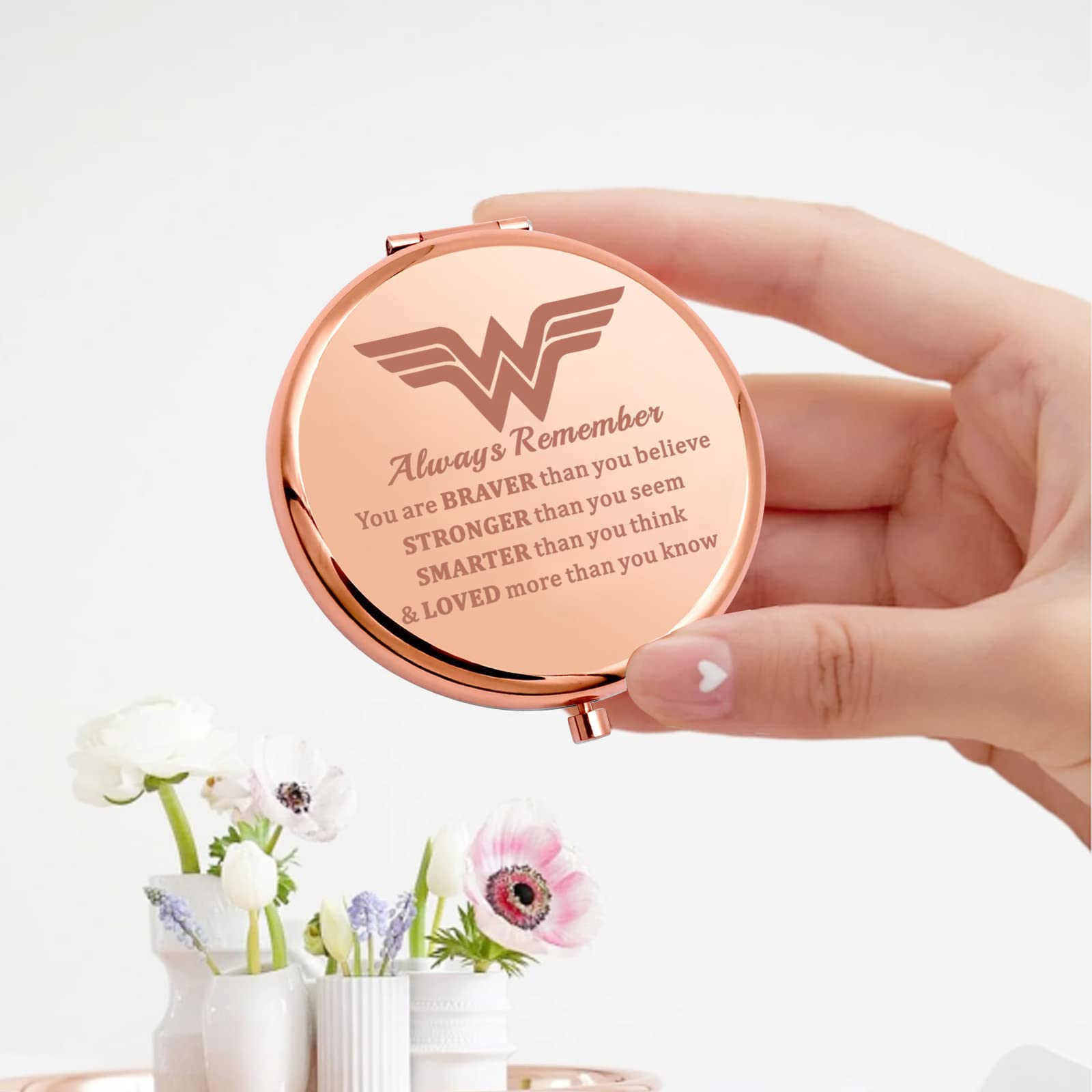 Keychin Heroine Pocket Mirror Diana Fans Gift You Are Braver Stronger Smarter Than You Think Heroine Compact Mirror For Women Gi