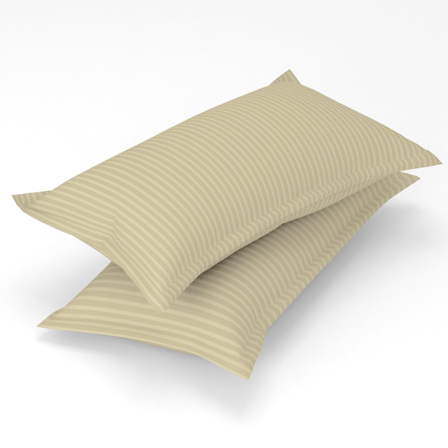 Homefab India 2 Piece Glace Cotton Pillow Covers - Stripes, Ecru, 17X27