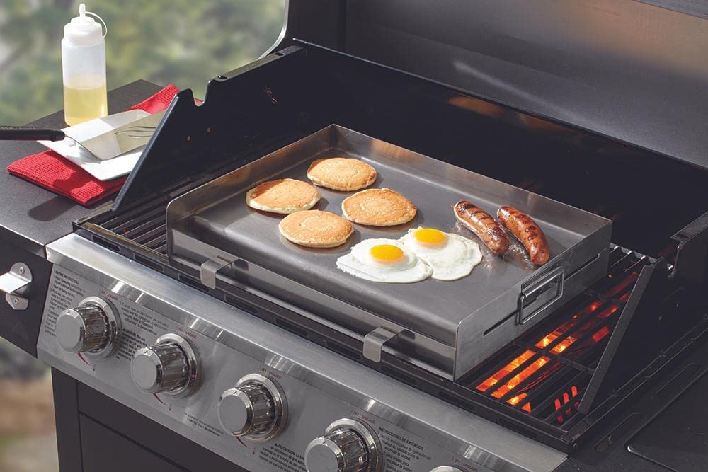 Mr. Bbq Portable Stainless Steel Bbq Griddle - Attach To Your Grill Or Bbq - Built In Grease Trough - Ideal For Tailgating, Back