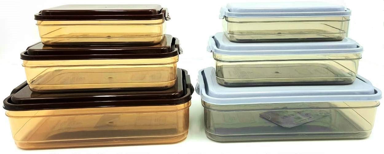 Veer Mint Plastic Storage Container Box For Home Grocery Set Of 3 (2 Set)