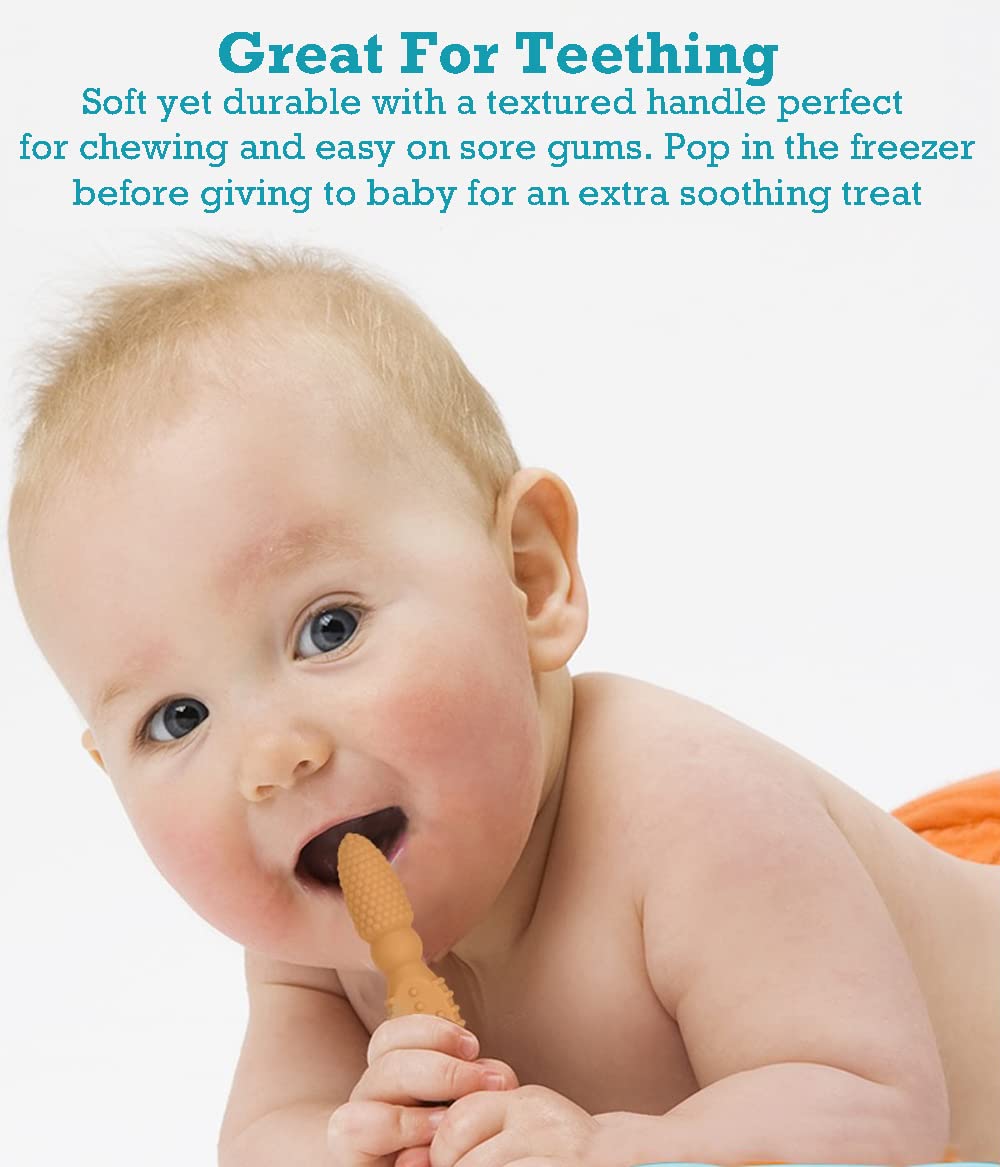 Ymcf Products Baby'S First Spoon | Self-Feeding Spoon | Toddler Utensil | Bpa-Free Silicone 4-Pack (Sandy Beach)