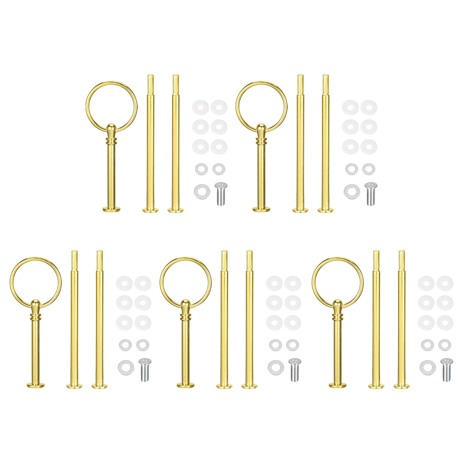 uxcell 5 Set Cake Tray Stand Handle Cupcake Dessert Plate