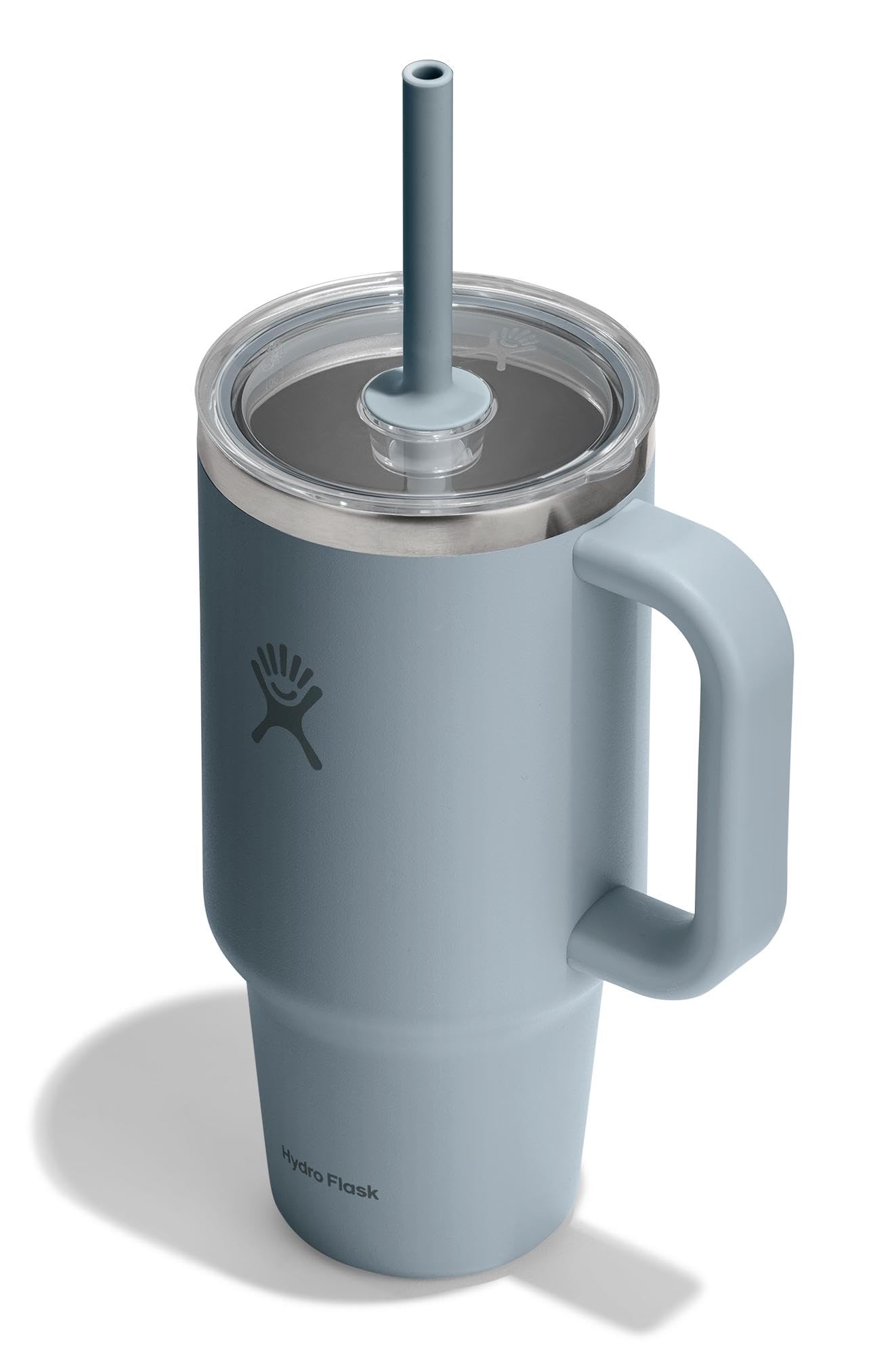 Hydro Flask 32 Oz Travel Tumbler with Handle, Clear Lid and Straw - Insulated Stainless Steel in 32 Oz Shale Gray