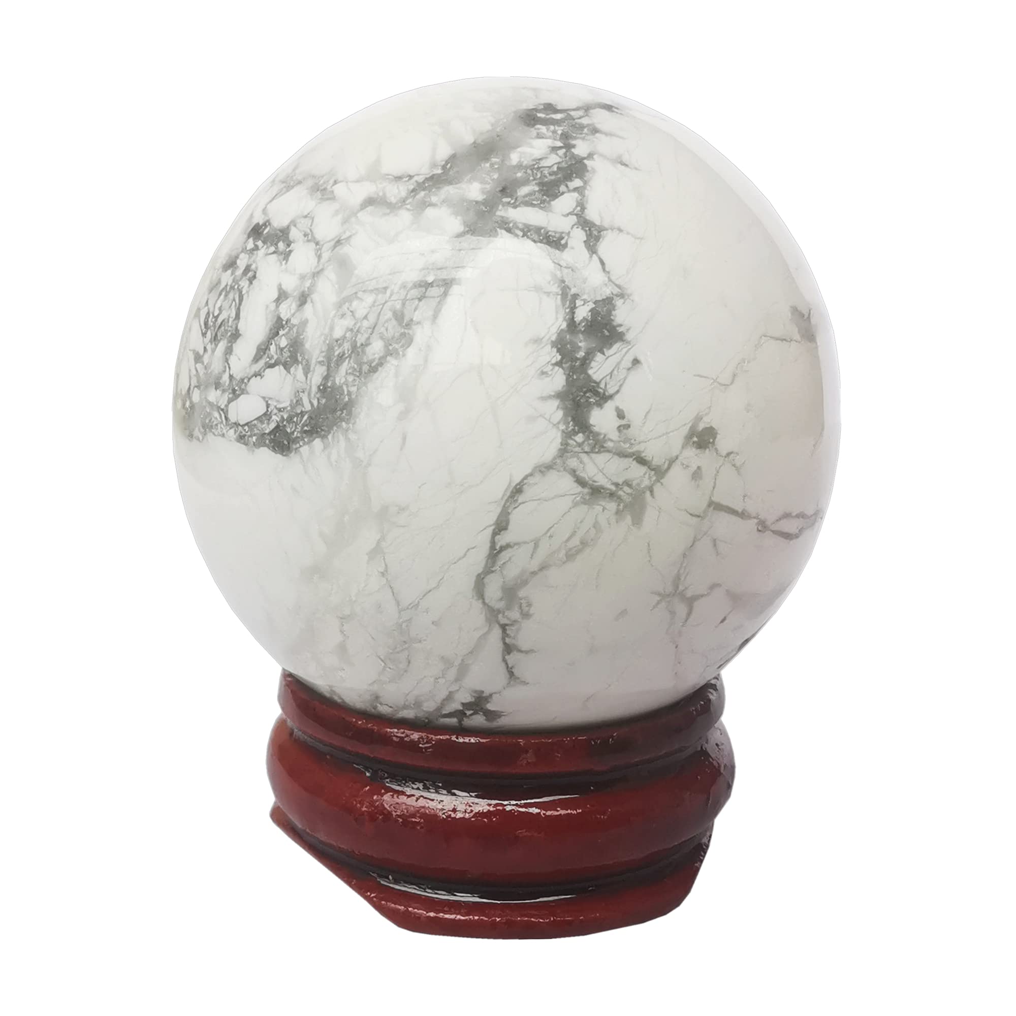 Bacatgem 40mm White Howlite Turquoise Healing Crystal Divination Sphere Sculpture Figurine Gemstone Ball,Feng Shui Chakra Aura H