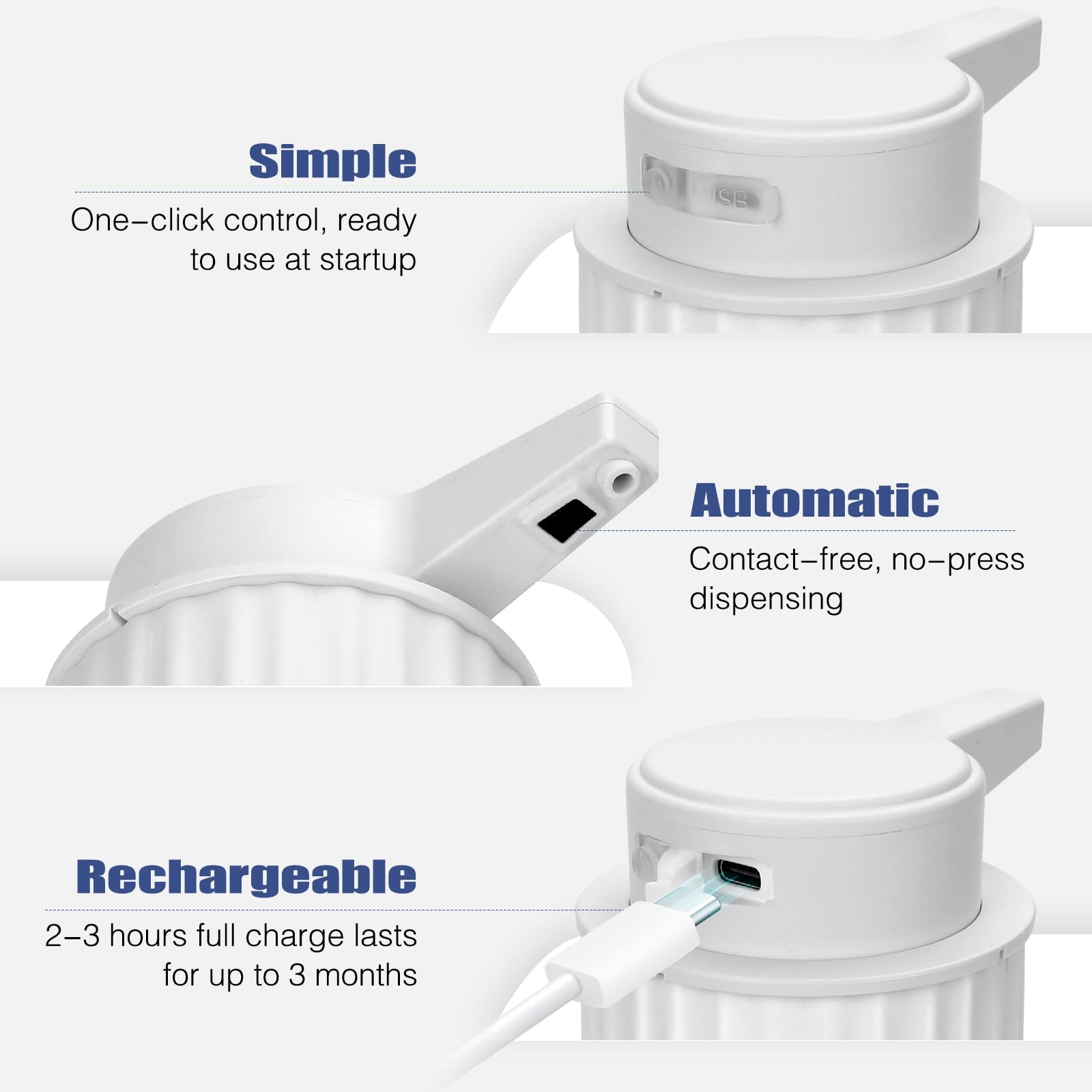 Automatic Soap Dispenser Liquid For Kitchen: 9 Oz Touchless Plastic White Modern Auto Soap Dispenser For Bathroom - Hand Dish Lo