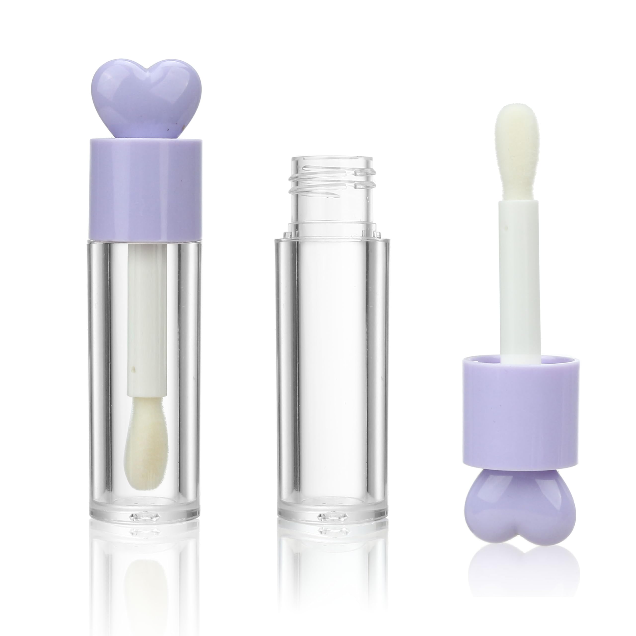 COSIDEA 16pcs 6ml 0.2oz Round Purple lip gloss tube big doe foot for DIY Heart shape lipgloss containers tubes with thick brush