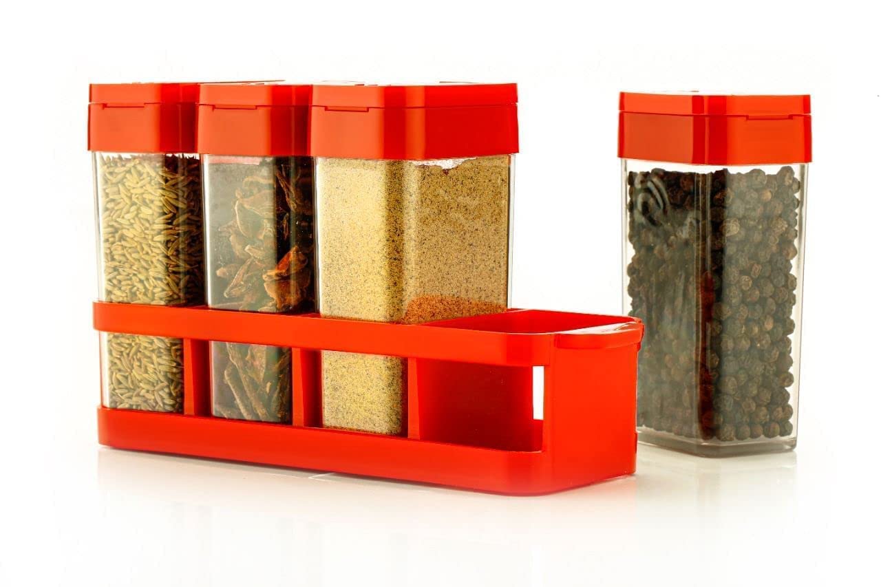 Black Olive Multipurpose 4 Pcs Spice Rack Kitchen Storage Organizer Masala Box Containers Set, Masala Condiment Spice Rack Set 