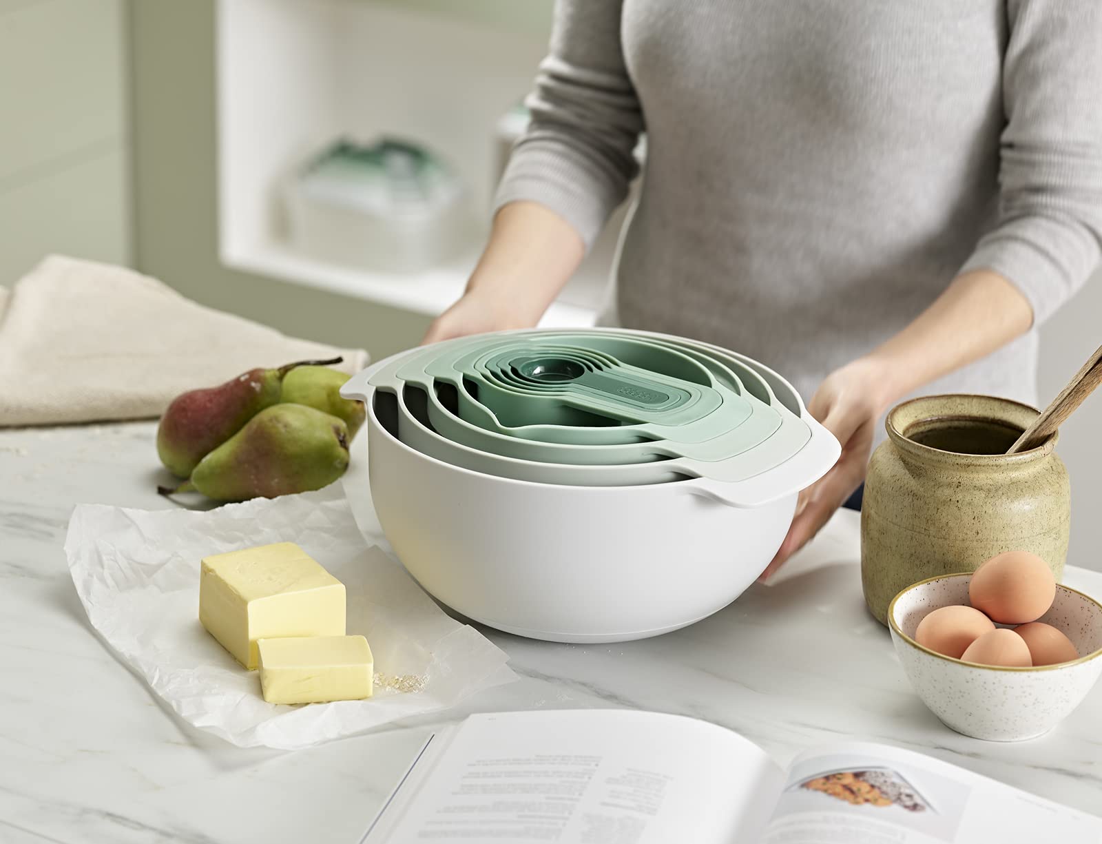 Joseph Joseph Nest 9 Plus, 9 Piece Compact Food Preparation Set With Mixing Bowls, Measuring Cups, Sieve And Colander, Editions