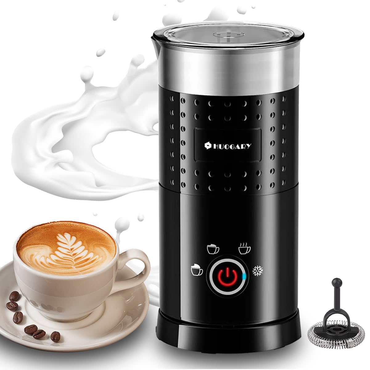 Huogary Electric Milk Frother And Steamer - 4 In 1 Automatic Milk Steamer,300Ml/10.1Oz Hot& Cold Foam Maker And Milk Warmer For