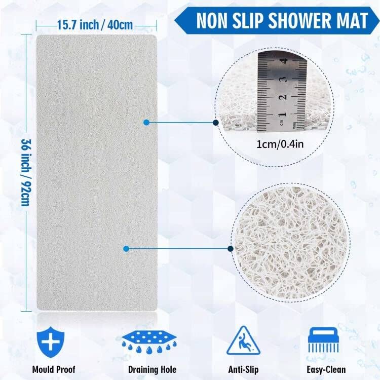 Non Slip Bathtub Mat, 15.7   36 Inch, Pvc Loofah Bathroom Mats, Loofah Mats For Shower And Bathroom, Quick Drying, White