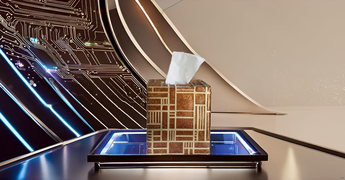 Hymmah Modern Square Tissue Box Cover Holder Bathroom Accessories Decor Unique Design Tissue Box Cover for Bathroom Vanity Counter Tops Also Great for Bedrooms and Living Rooms