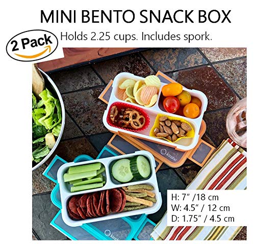 Kinsho Mini Lunch-Box Snack Containers For Kids | Small Bento-Box Portion Container | Leak-Proof Boxes For School Work Travel |