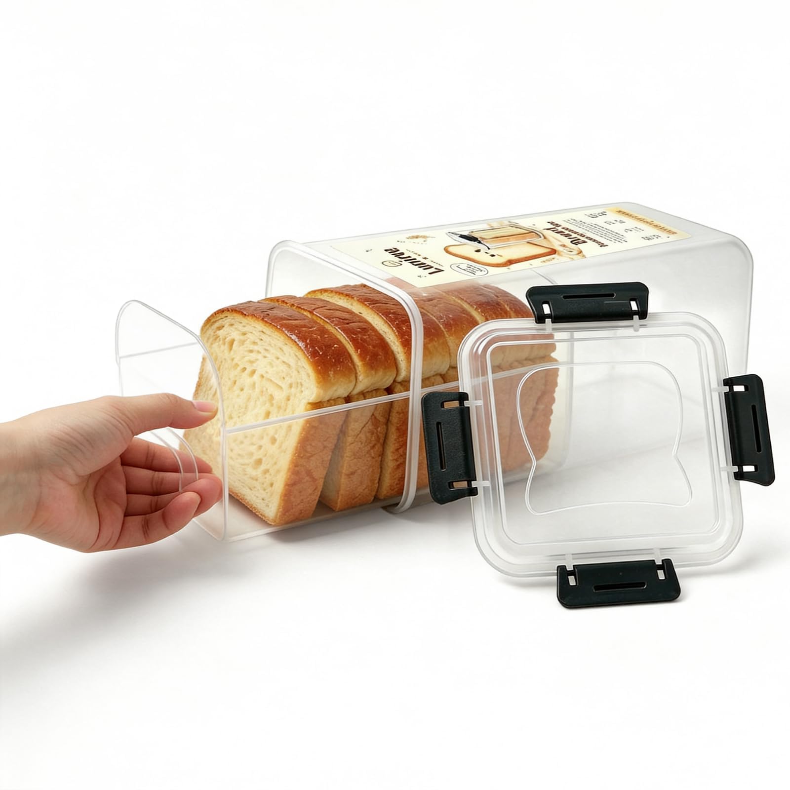 Lunirve Plastic Bread Box Container with Pull Out Tray for Kitchen 1 Pack