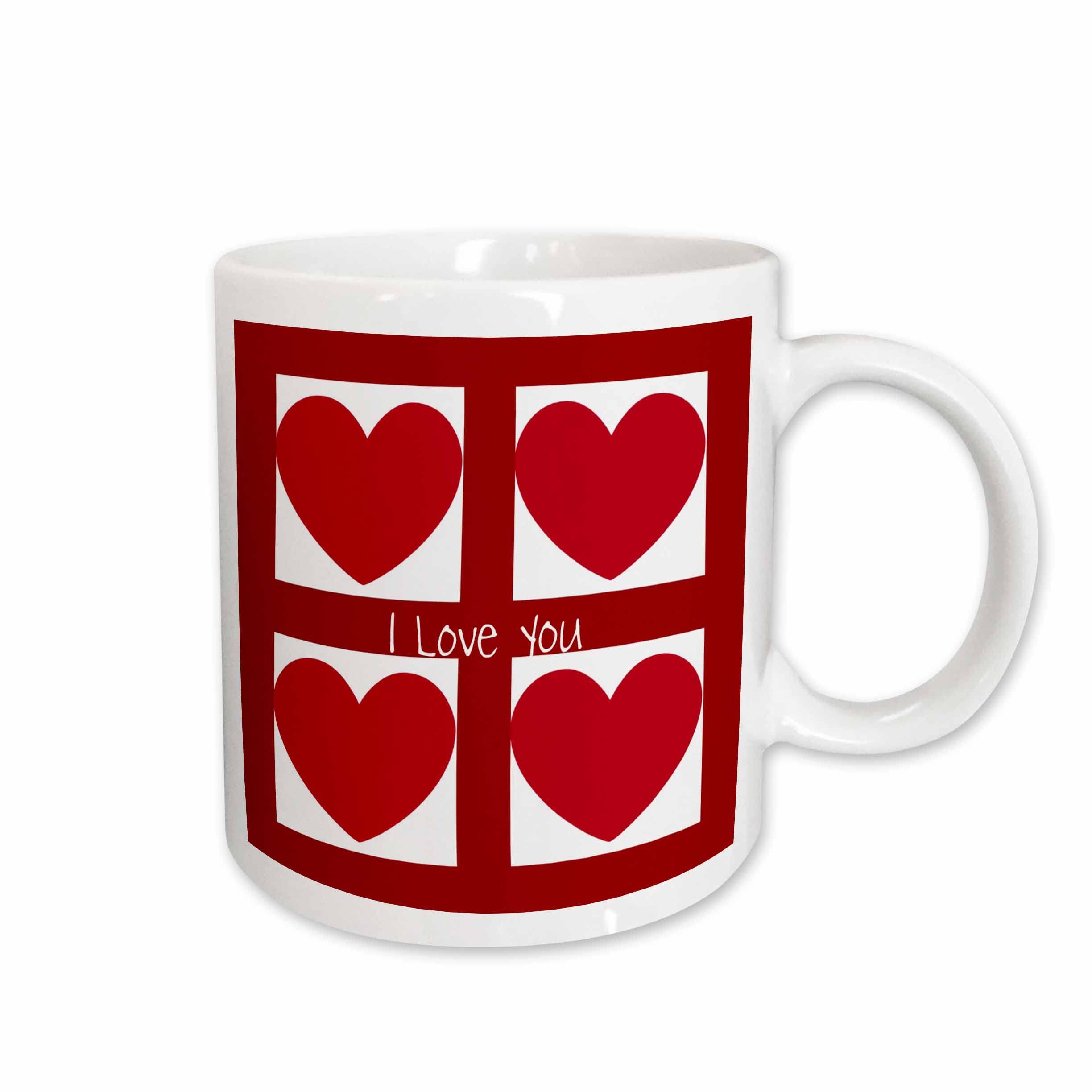 3dRose mug_49862_1 ''Red Hearts I Love You - Lovable Art'' Ceramic Mug, 11 oz, Multicolor