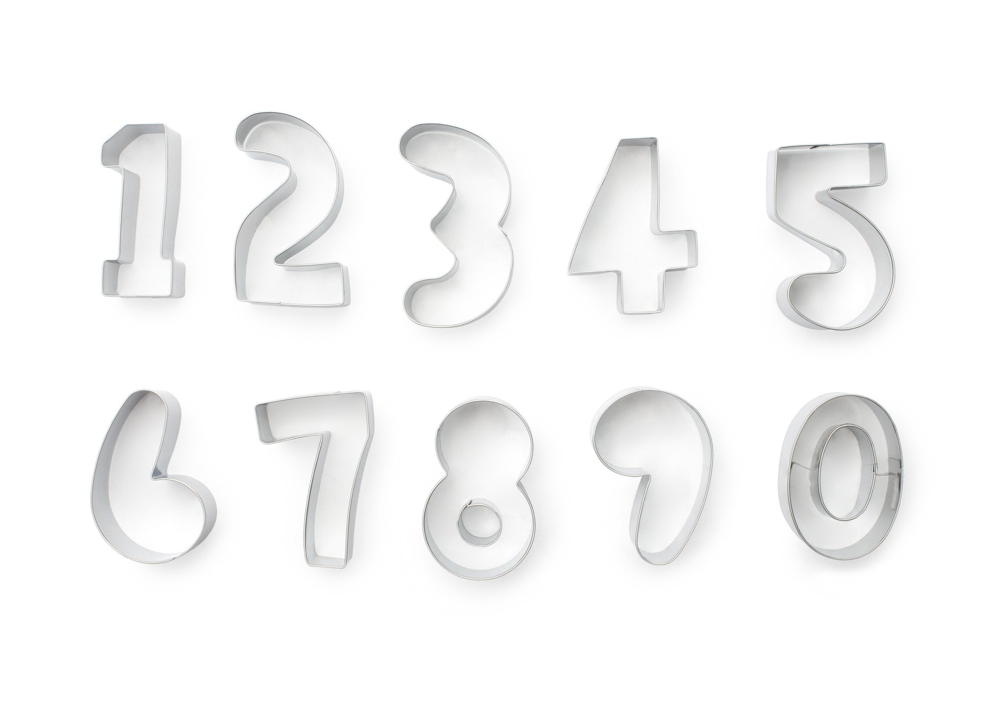 Fox Run Number Cookie Cutter Set, Silver