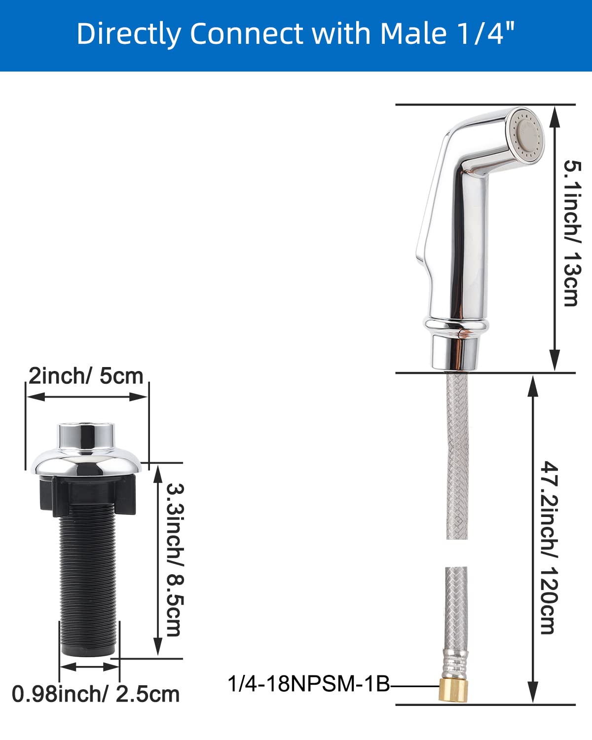 Kitchen Sink Side Sprayer With Quick Side Connector Compatible With Moen Faucet Sprayer Replacement, Kitchen Sink Faucet Sprayer