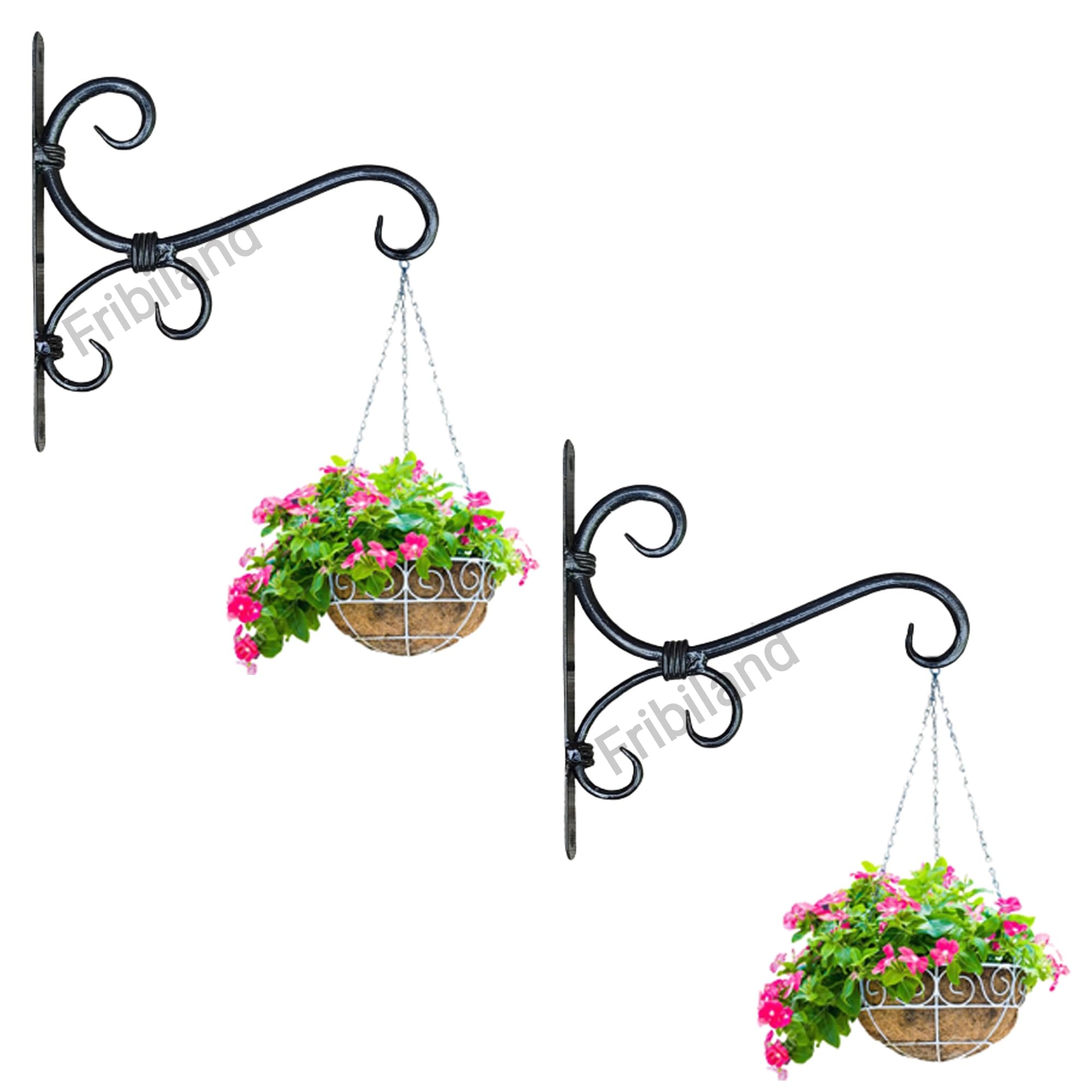 Fribiland Wall Hanging Hooks Hangers Brackets For Hanging Planters,Plants,Flower Pots,Lights,Money Plant,Bird Feeders.Iron Black
