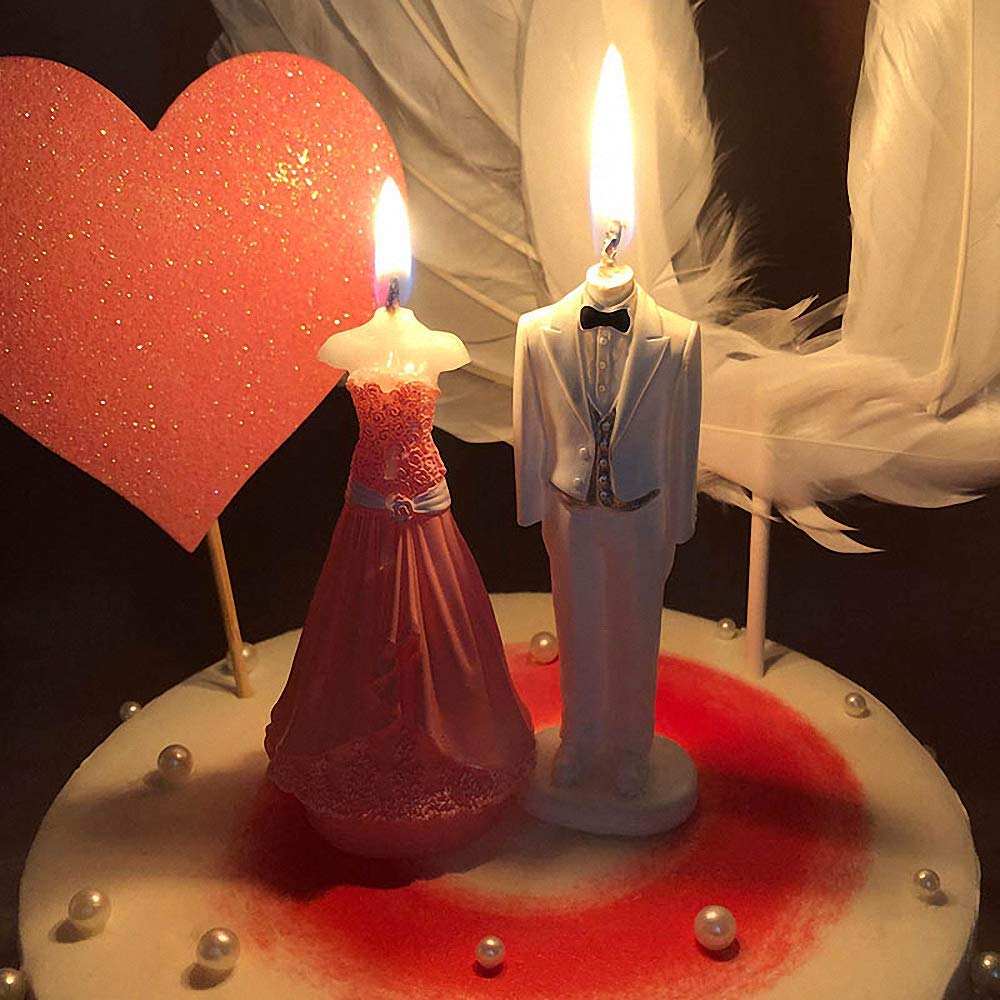 3D Bride And Groom Tuxedo Wedding Dress Set Silicone Candle Soap Mold Chocolate Mold For Wedding Cake Decorating Wedding Candle