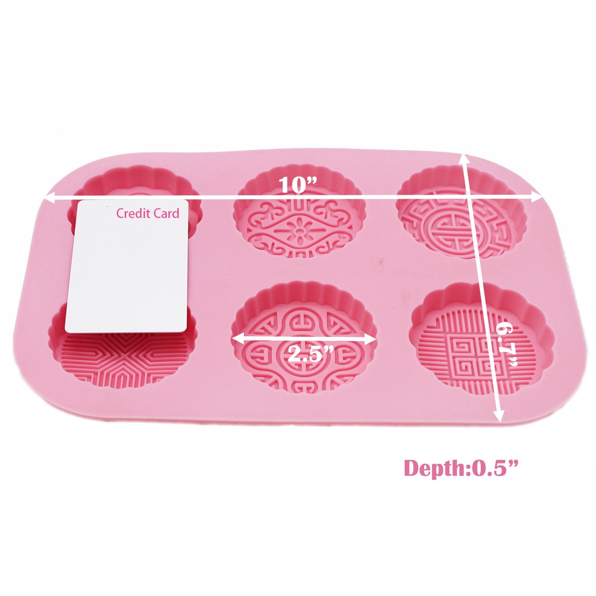 X-Haibei Round Chocolate Lotion Bar Soap Making Supplies Silicone Mooncake Mold 6-Cavity Dia. 2.5Inch, 2Oz Per Cell