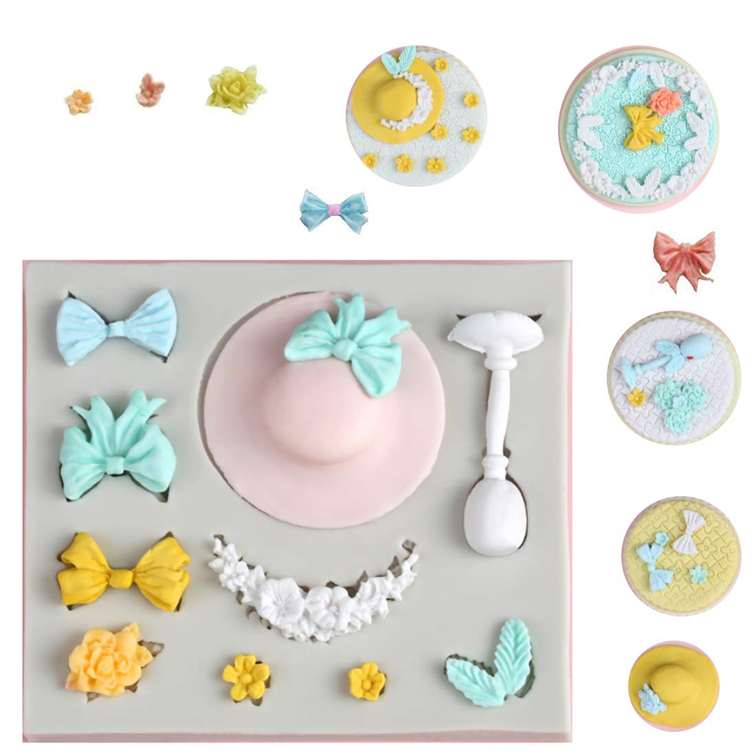 Anyana Sunhat Sugarcraft Silicone Mold Goblet Gumpaste Cake Decorating Bow Fondant Cupcake Decotions Ribbon Girl Beach Summer