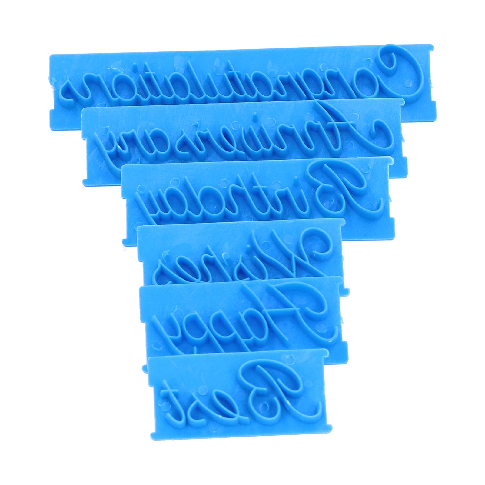 AUNMAS 6Pcs Cake Words Stamp, Happy Birthday Best Wishes Congratuation Anniversary Handwritten Letter Cutter Set for DIY Cake Co