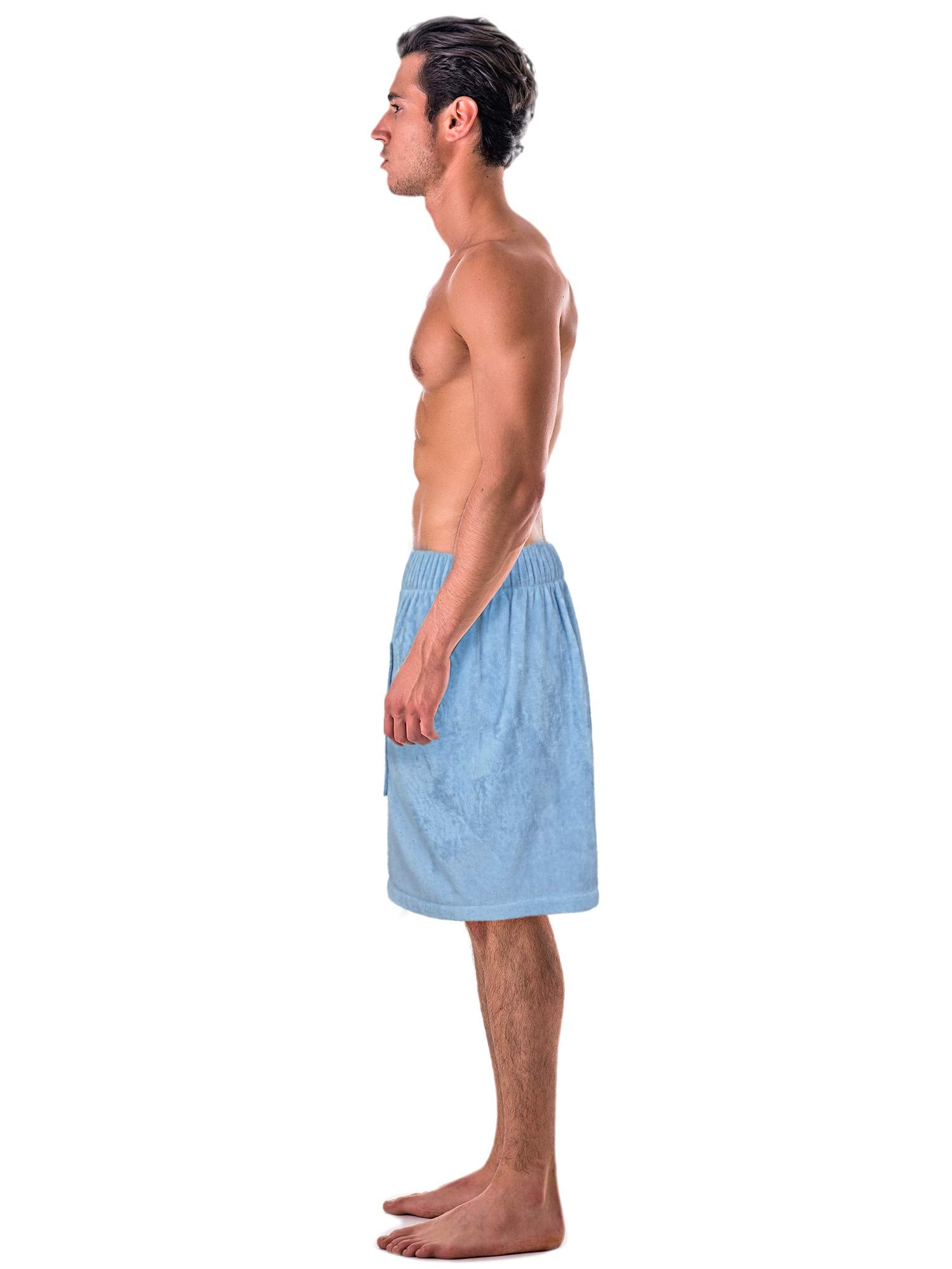 Turkish Cotton Terry Velour Adjustable Body Wrap Towel For Men (Black, One Size)