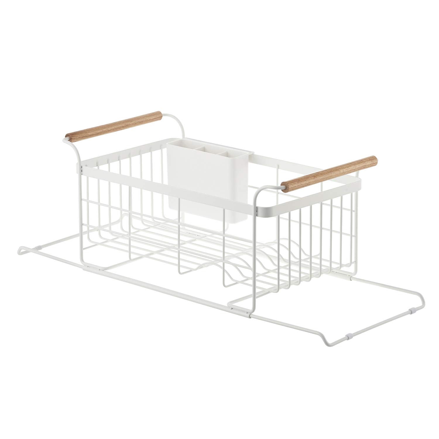 Yamazaki Home 3108 Sink Dish Drainer Rack-Expandable Kitchen Drying Organizer Holder, One Size, White
