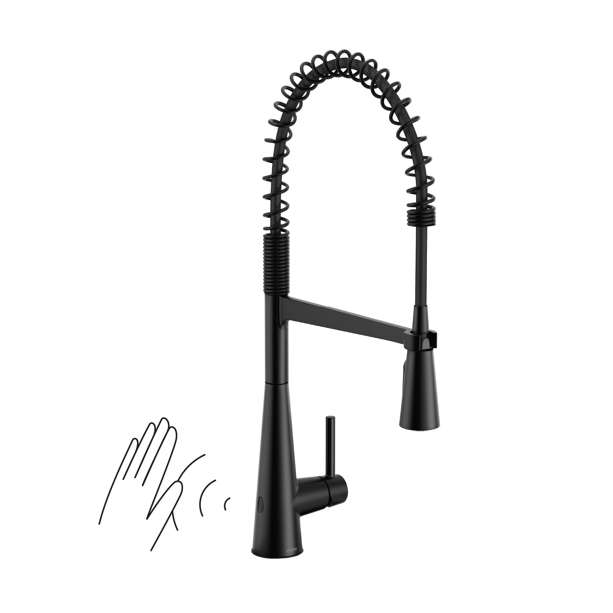 Moen 5925EWBL Sleek Spring Pulldown Kitchen Faucet with Power Boost, Matte Black