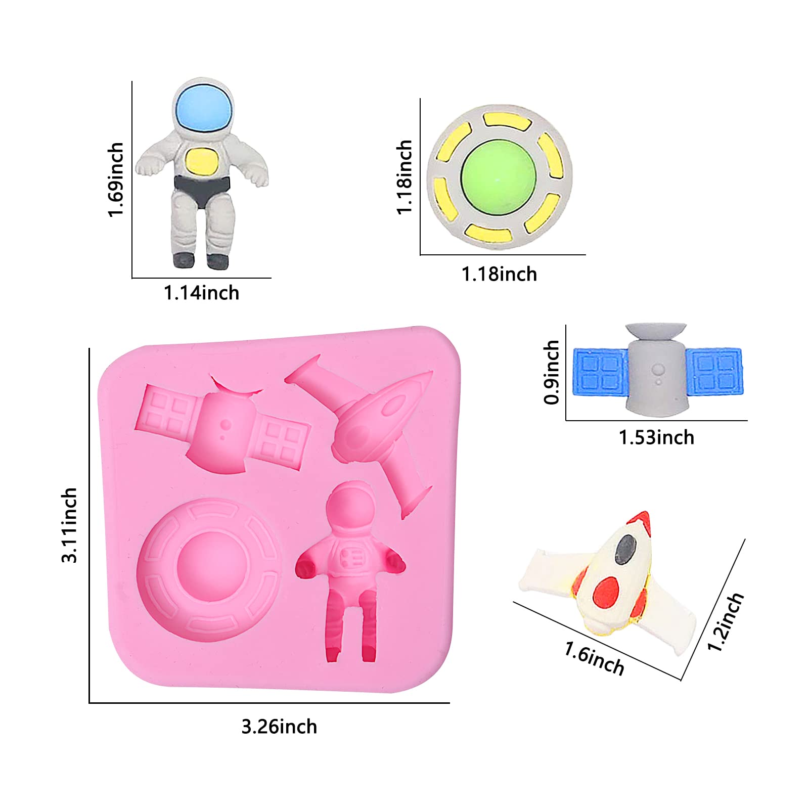 Astronaut Chocolate Mold, Spaceship Silicone Fondant Mold (2 Pack), Robotic Space Spacecraft Airplane Mold For Cake Cupcake Deco