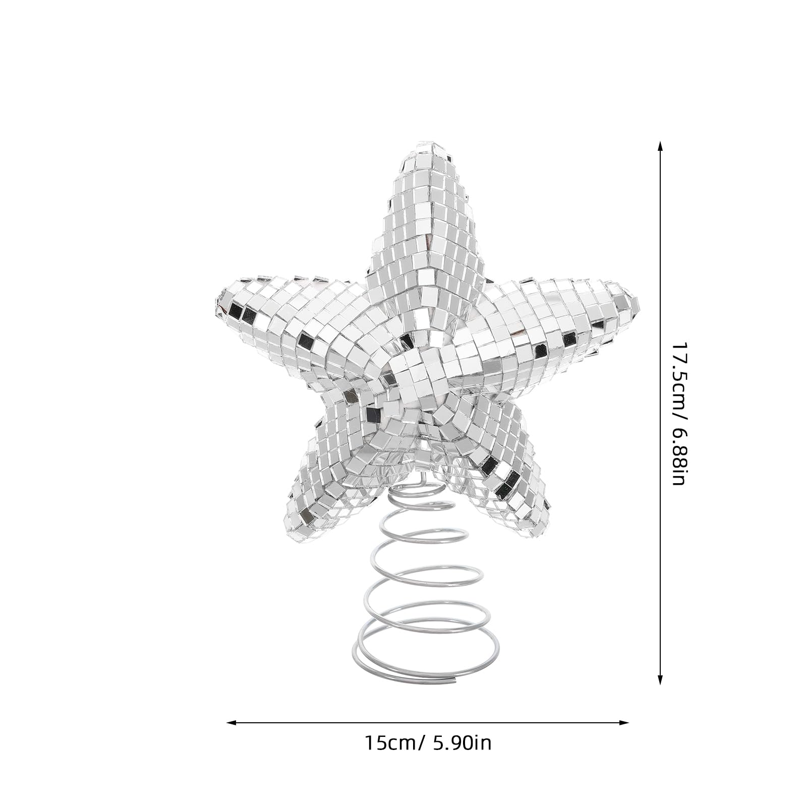 Alipis Star Tree Topper Silver Mirror Decoration for Christmas Tree Glittering Star Ornament Festive Holiday Decor for Home Vers
