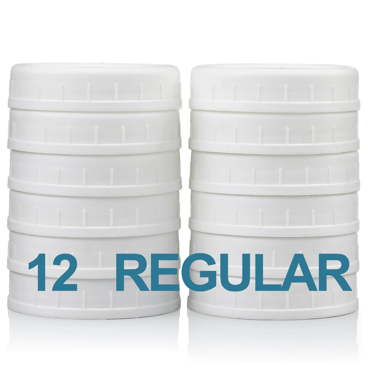 12 Pack Regular Mouth Mason Jar Lids For Ball, Kerr And More - Plastic Storage Caps For Mason Jars, Canning Jars - Leakproof, Di