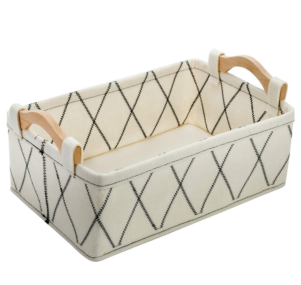 Small Basket Storage Baskets Bins Shelf Baskets Book Baskets Felt Storage Bin White Baskets for Organizing Toys Pet Toys Dippers