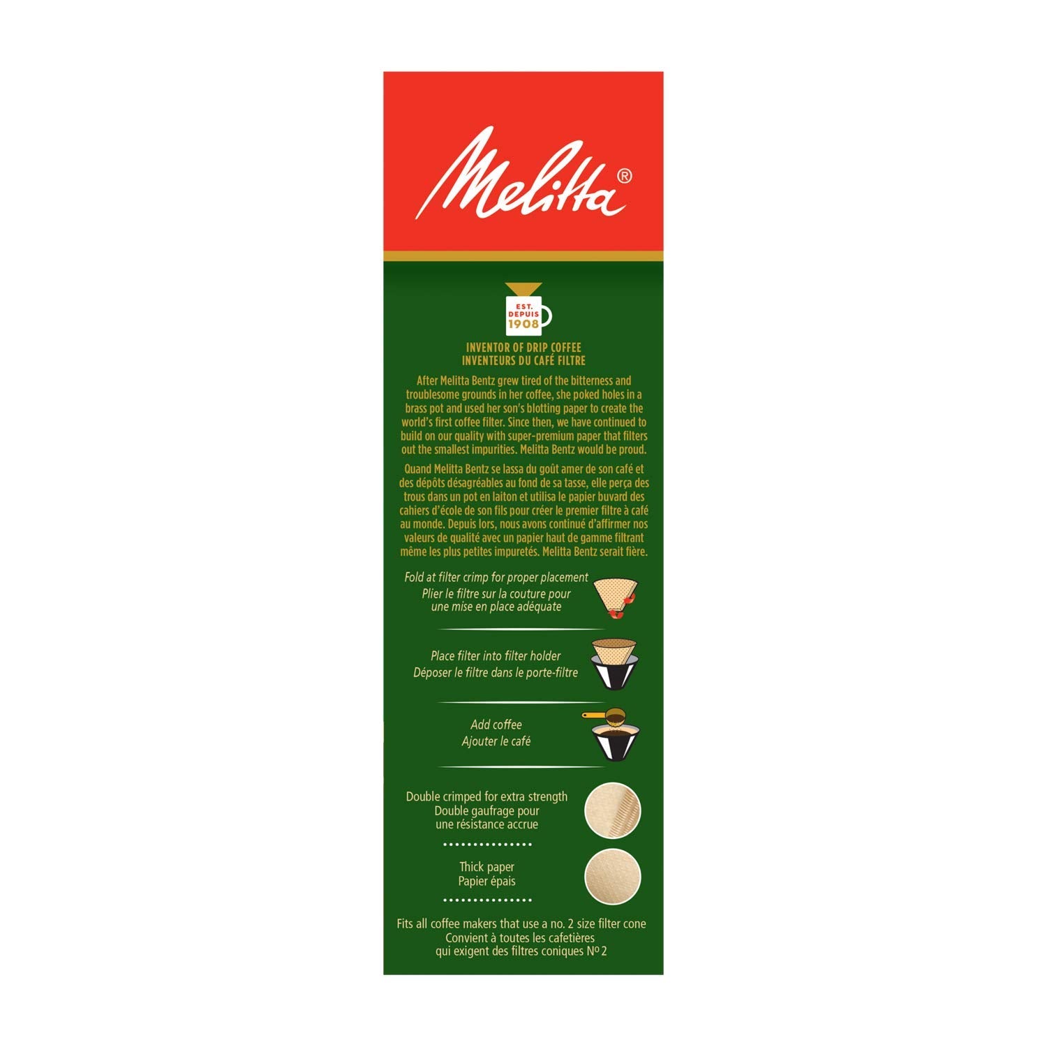 Melitta 622850 #2 Cone Pa2-100 Nb Filter Paper, Green