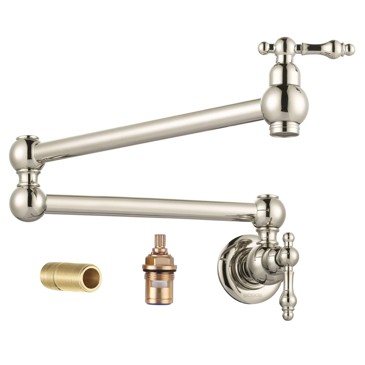 Wowow Pot Filler Faucet Brass Faucets Kitchen Wall Mount Polished Nickel Commercial Faucet Folding Kitchen Faucet Restaurant Fau