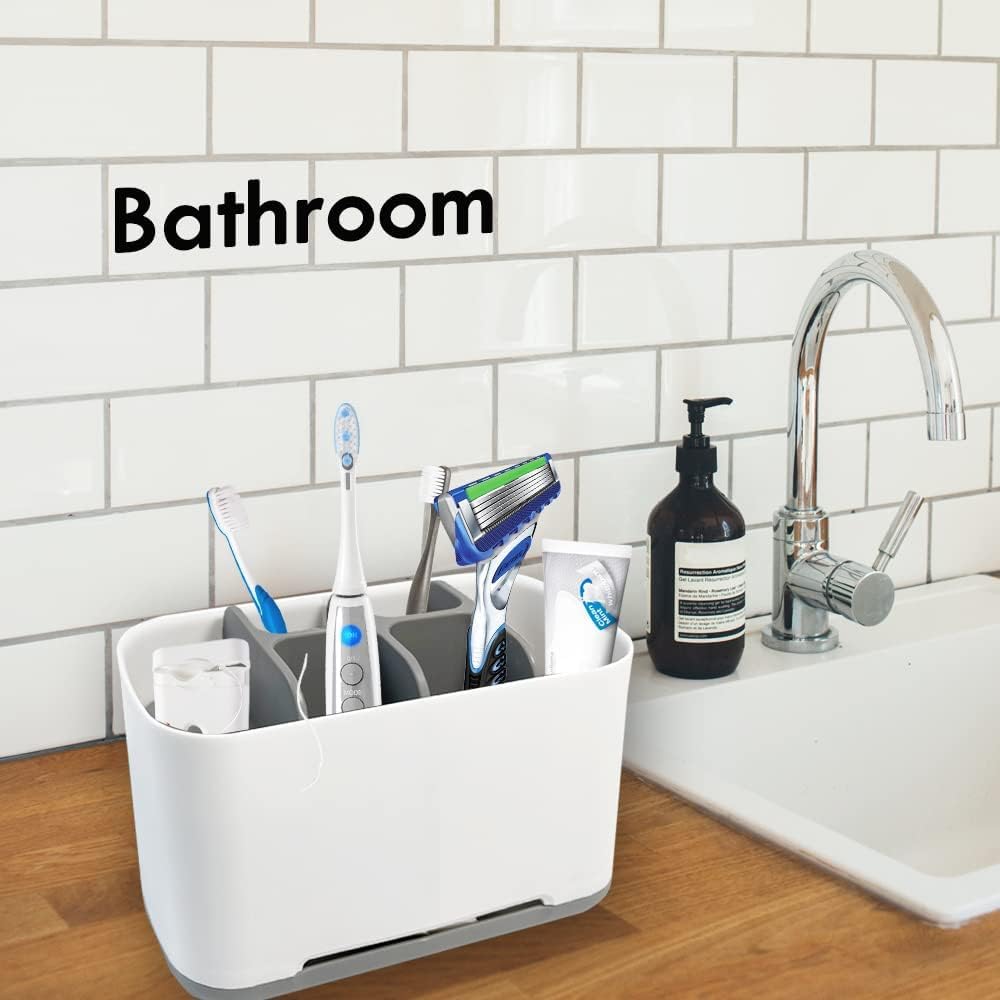 Leawall Toothbrush Holder, Toiletries Holder Stand Plastic Caddy Organizer For Tooth Paste & Tooth Brush | Toiletries Holder Sta