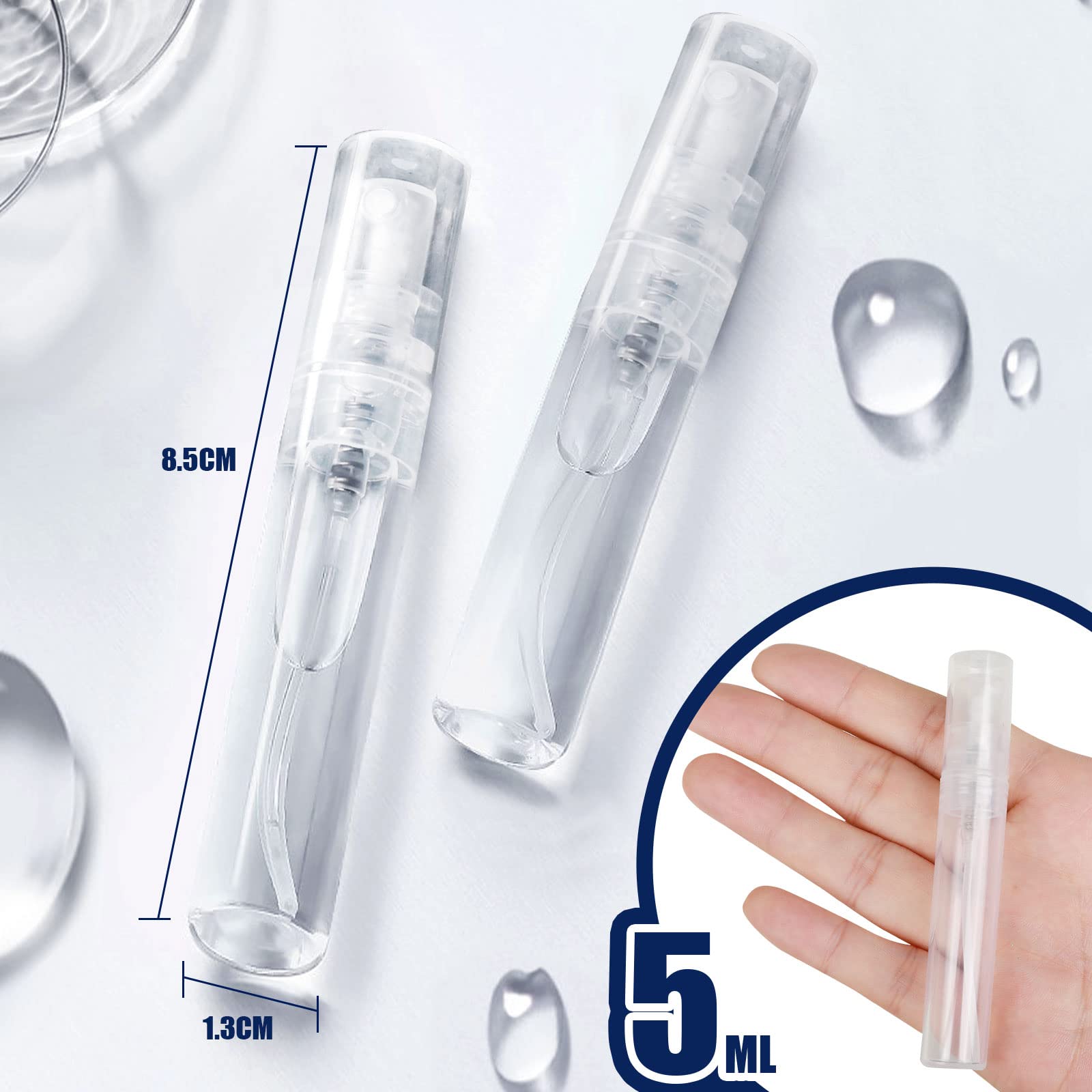 FANDAMEI Mini Spray Bottle  Fine Mist Refillable Perfume Atomizer  Small Empty Sample Containers  Plastic Portable Travel Bottle  5ml  10 Pack  Clear