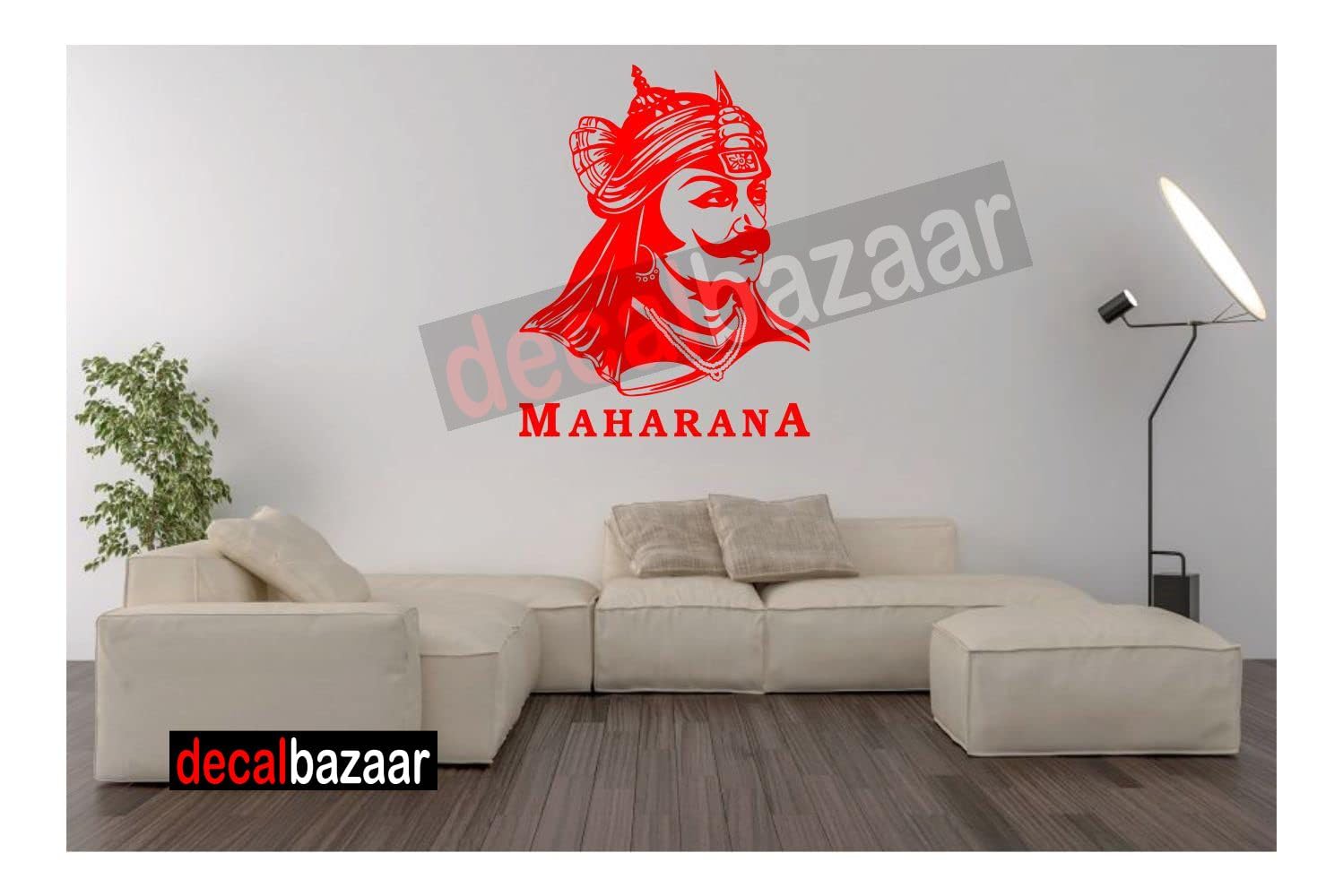 decalbazaar Vinyl Maharana Pratap Singh Glossy Glass Wall Sticker, 23 x 18 Inches Red