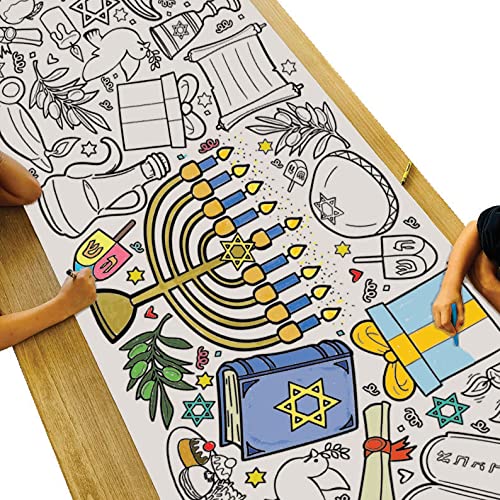Tiny Expressions Giant Hanukkah Coloring Poster For Kids - Rolled, Not Folded - 30 X 72 Inches Jumbo Paper Banner Or Table Cover