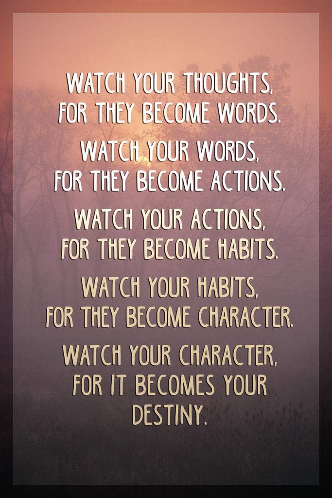 Watch Your Thoughts Sunset Motivational Cool Wall Decor Art Print Poster 24X36