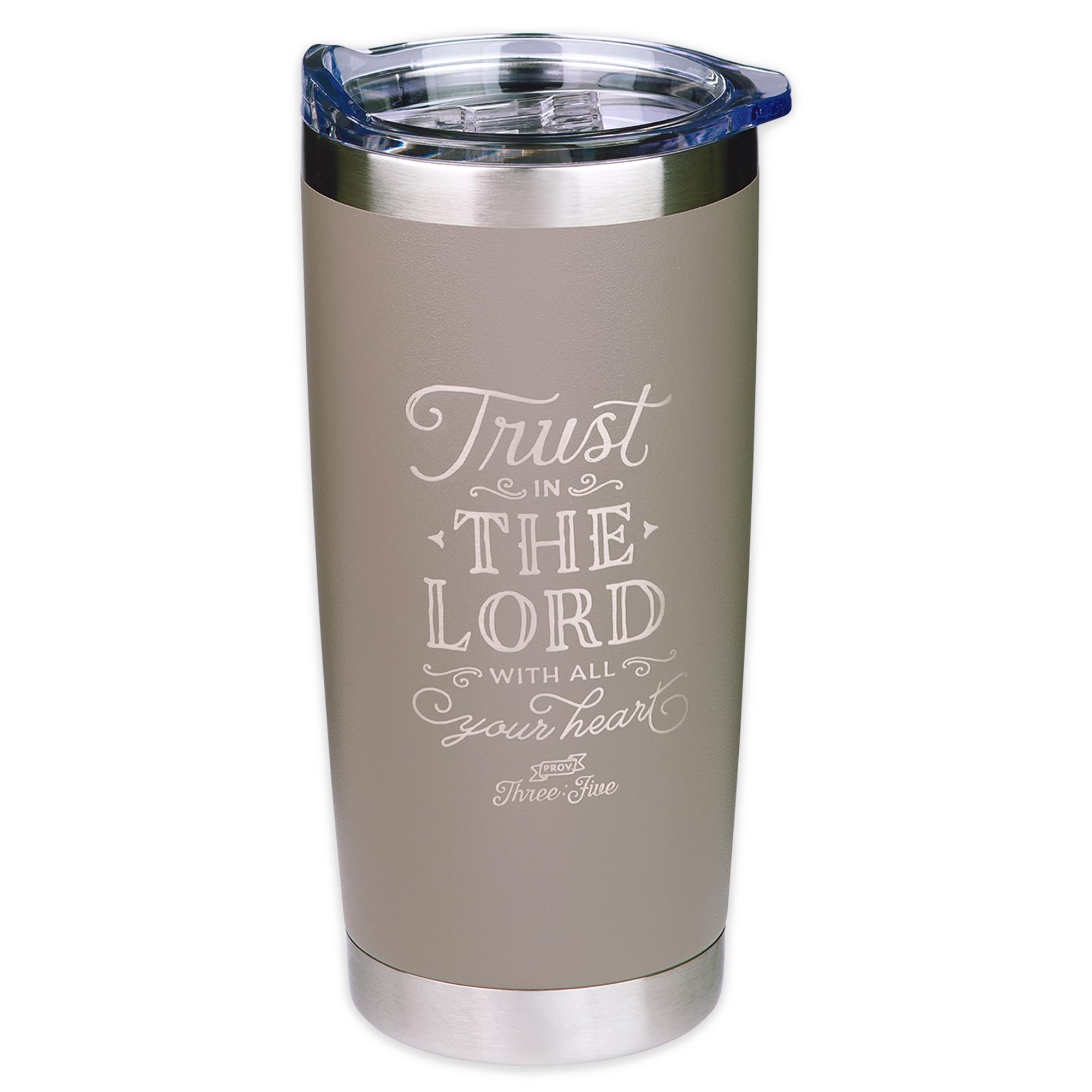 Christian Art Gifts Stainless Steel Double-Wall Vacuum Insulated Travel Mug 18 Oz Gray Tumbler With Retractable Lid For Women An