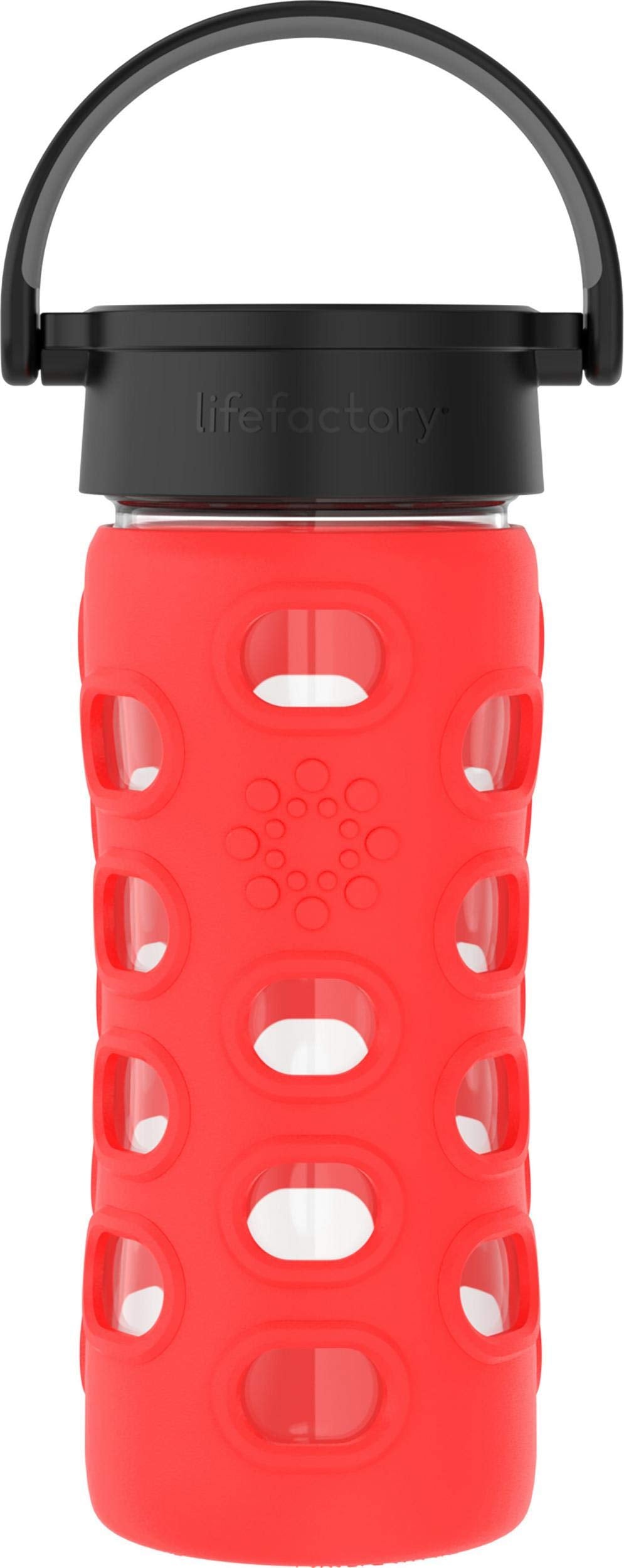 Lifefactory 12-Ounce Bpa-Free Glass Water Bottle With Classic Cap And Protective Silicone Sleeve, Apple Red