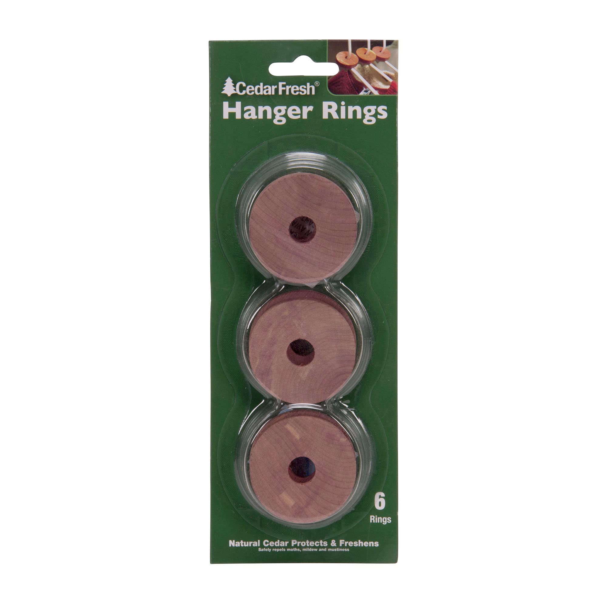 Household Essentials Cedar Fresh Cedar Rings, Pack Of 6, Solid Eastern Red Cedar, Natural Moth And Odor Deterrent, Eco-Friendly