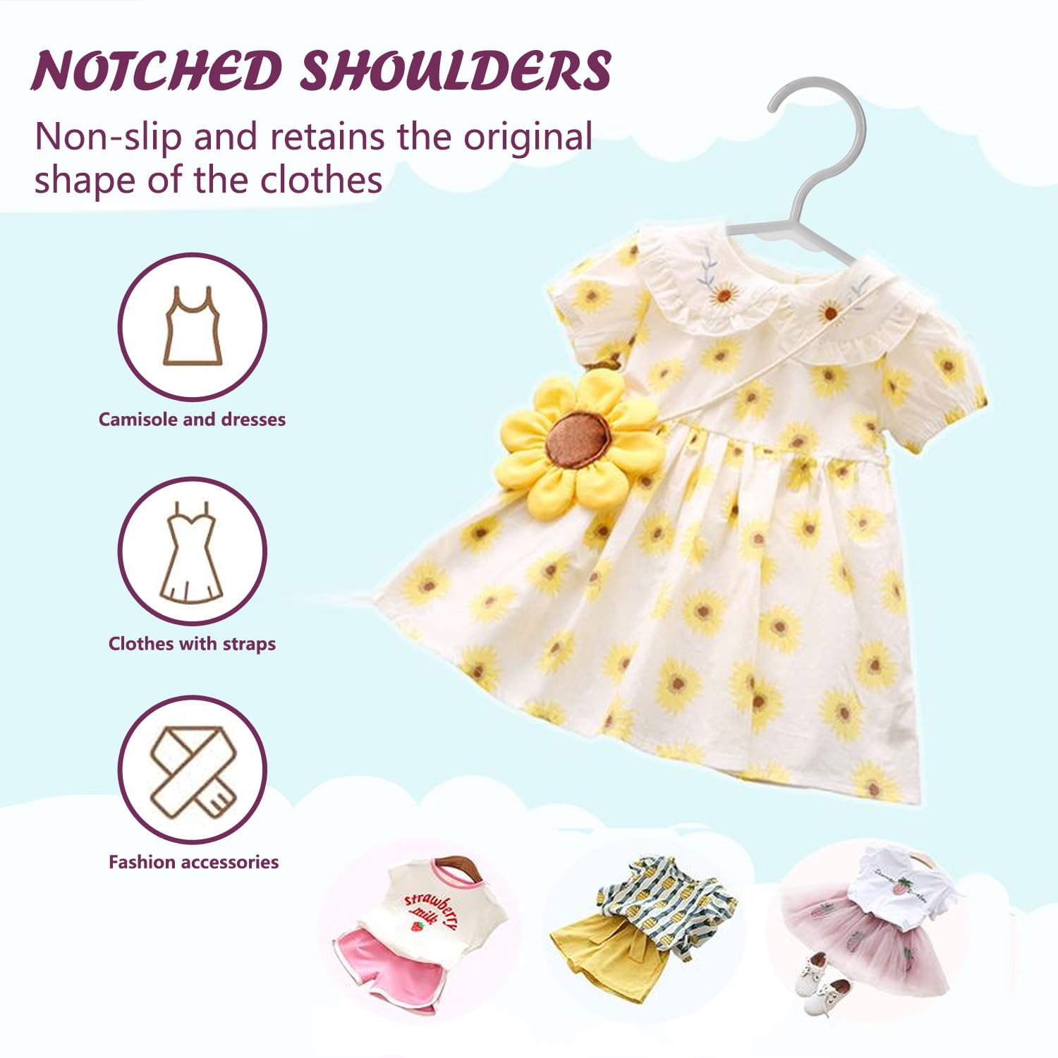 Trusir Baby Hangers For Closet 60 Pack Light Gray Plastic Kids Children'S Clothes Hangers Non-Slip (Light Gray, 60)