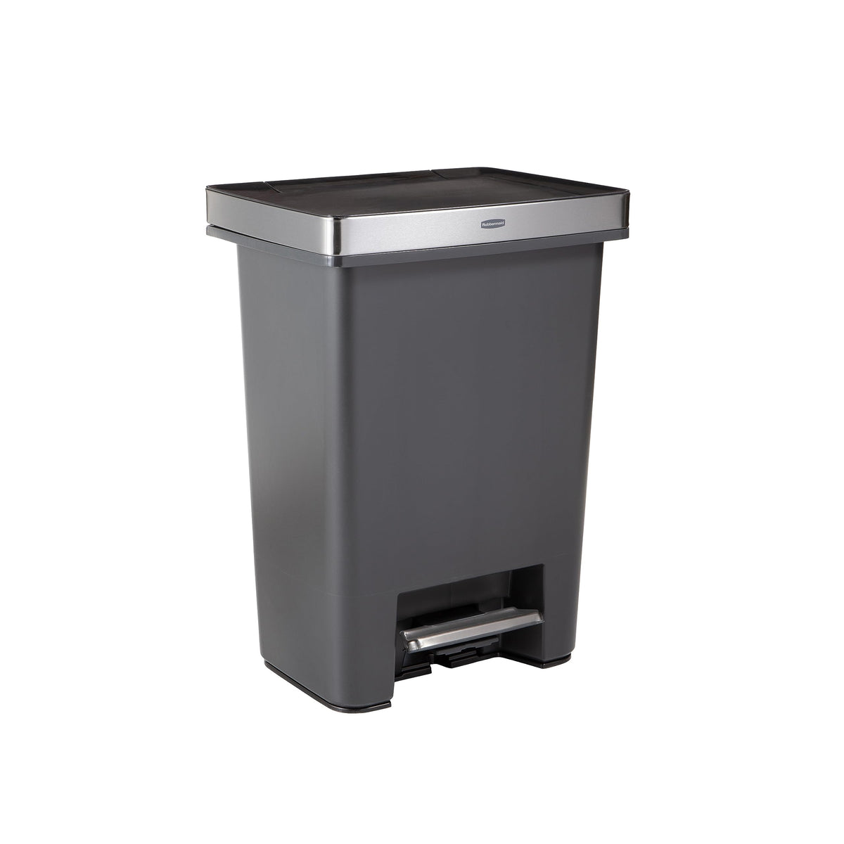 Rubbermaid Premier High-Capacity Step-On Trash Can, 19 Gallon, Single Or Dual Stream Trash Or Recycling, Charcoal, Stainless-Ste