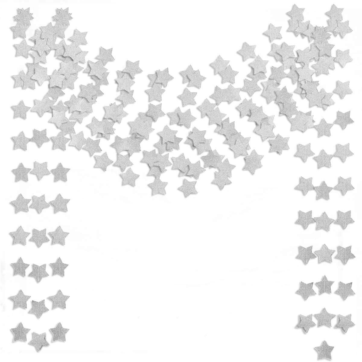 6 Pcs Glitter Silver Star Paper Garland Christmas Birthday Party Decorations Sparkling Bunting Banner Hanging Decorations for Br