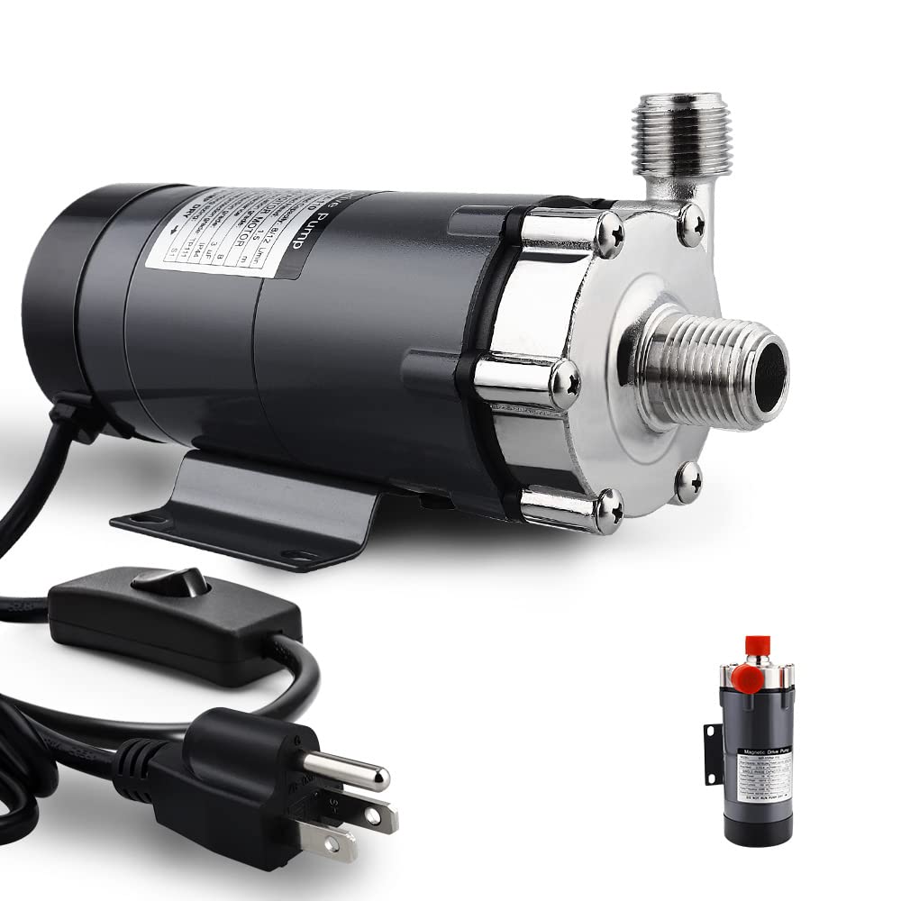 Ferroday Brewing Pump Wort Pump Magnetic Drive Pump Brew Pump Inline Water Pump Food Safe High Temp Pump Stainless Steel Head 15